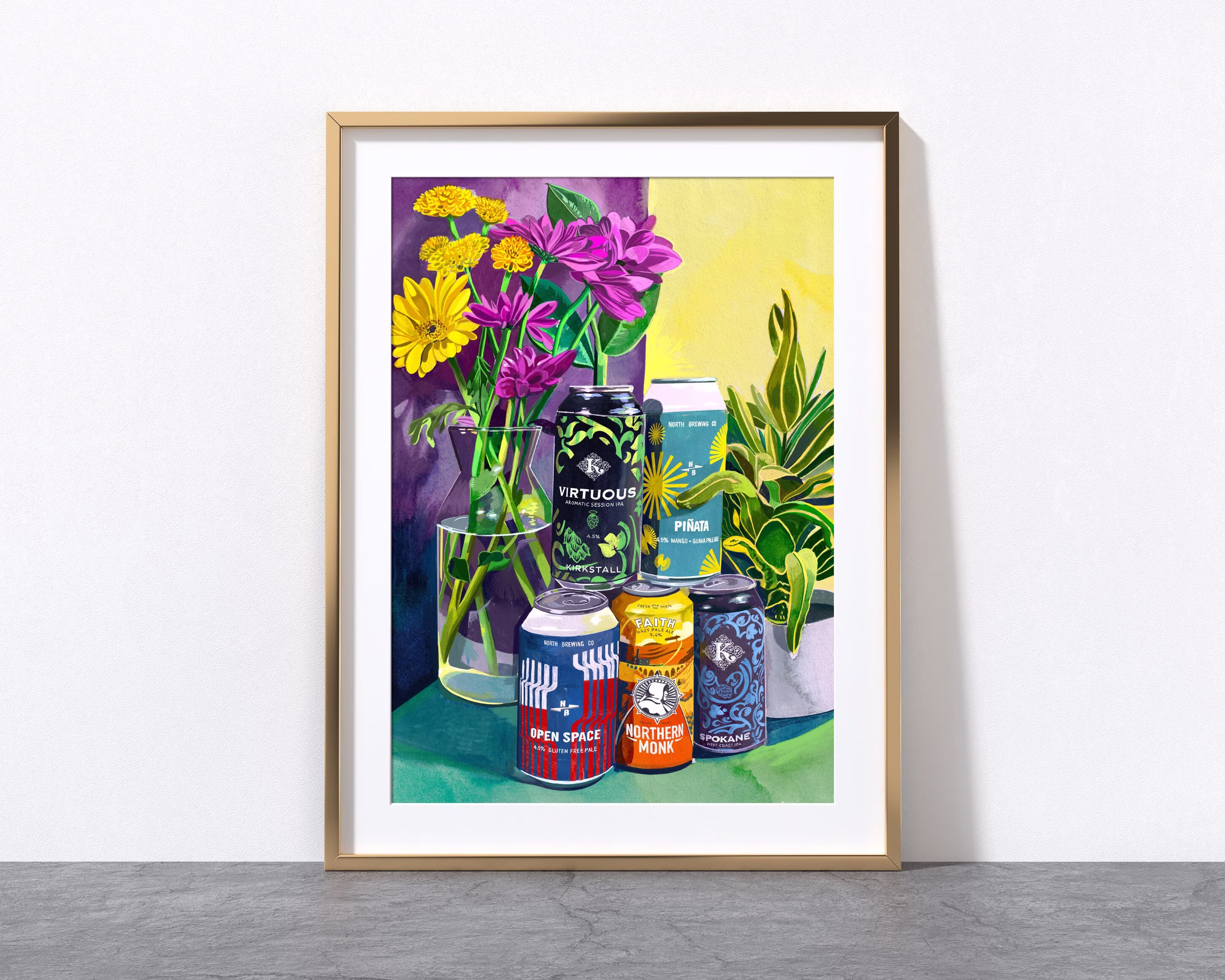 Craft Beers Print, Beer Still Life, Leeds Breweries, Northern Monk, Kirkstall Brewery, North Brewing Co, Gift Idea, A4, A3, A2