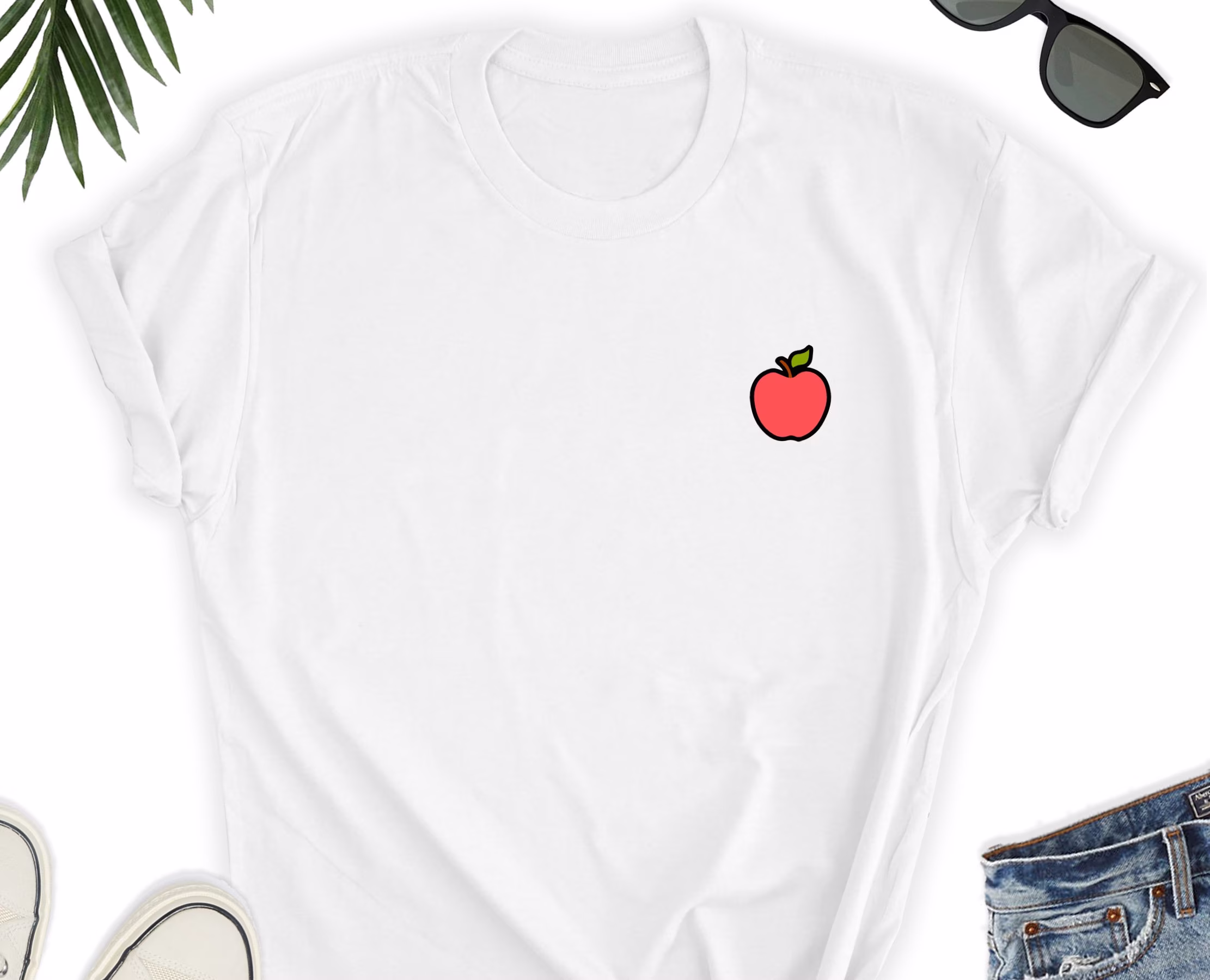 Apple Shirt/Fruit Minimalist Shirt Summer T-Shirt Festival Tees Beach Clothing Vacation