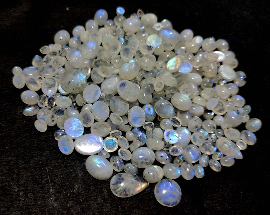 Rainbow Moonstone, Wholesale Gemstone, Cabochon Lot 7x5 To 10x14 Mm Mix Shape Size Cabochon, Moonstone Loose