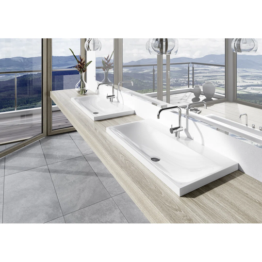 White Metal Rectangular Bathroom Sink