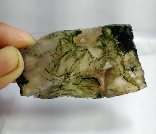 Very Rare Natural Green Moss Agate Slice Loose Gemstone, High Quality Good Cabochon 133 Cts. Mm #a4075