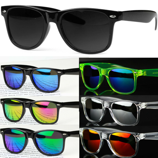 Sunglasses Light Weight Black Frame Sunglass Blue, Green Mirrored Lens, Mens