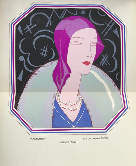 1931 Art Deco Fashion Plate Jean Berté Watercolour Printing Process Lund Humphries Model Flapper Roaring 20S Pullout Sheet Size C.12x9.75Ins