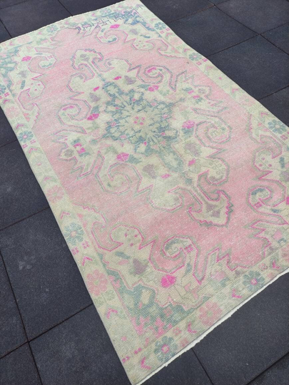 4x7 Ft Vintage Area Rug, Turkish Handmade Anatolian Living Room Kitchen Bedroom Rug