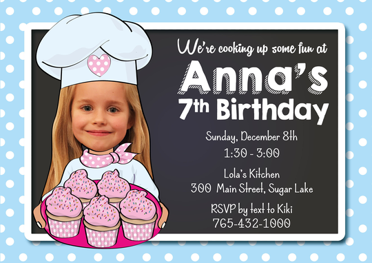 Baking Birthday Party Invitation - Personalized With Your Photo Digital File