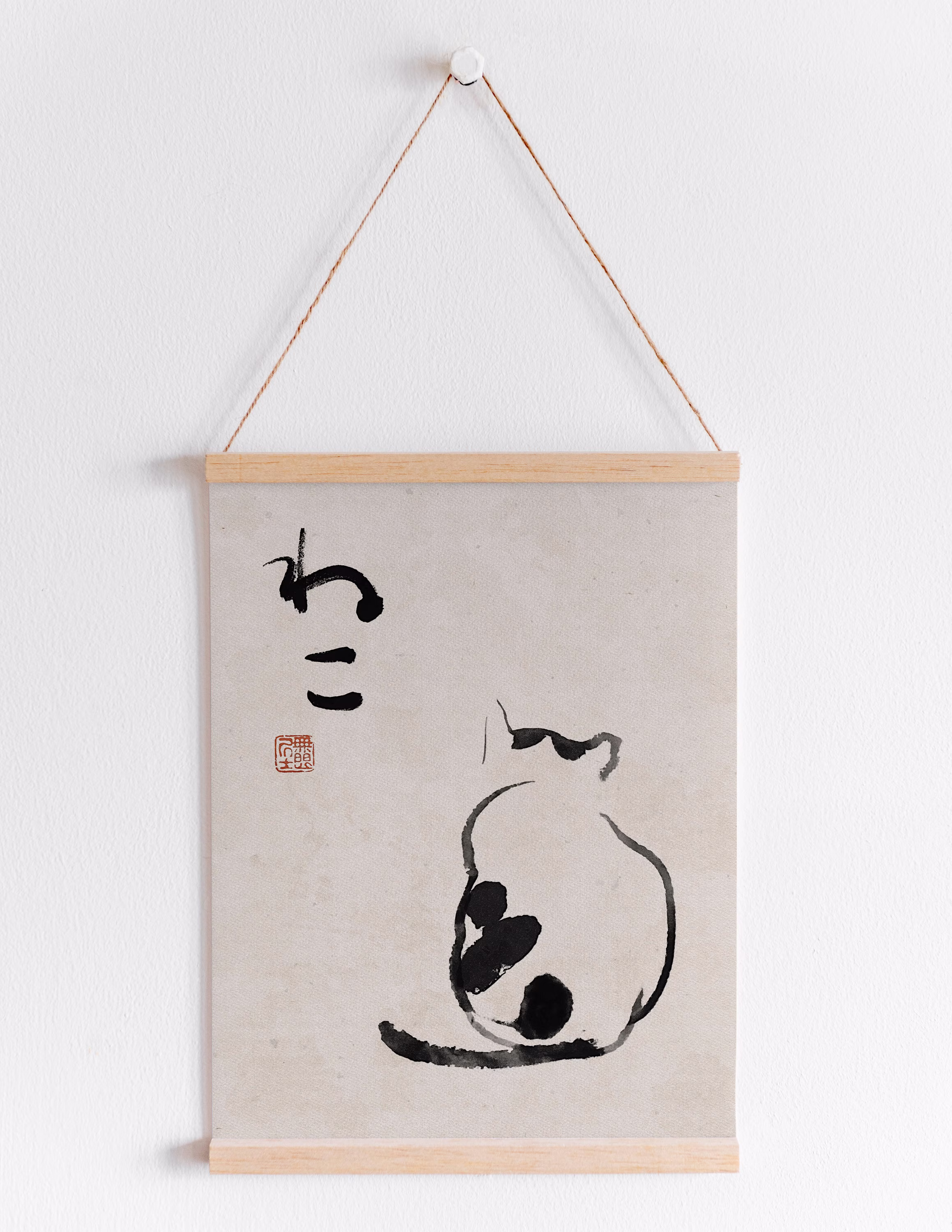 Traditional Japanese Art, Canvas, Woodblock, Calligraphy, Cat Portrait