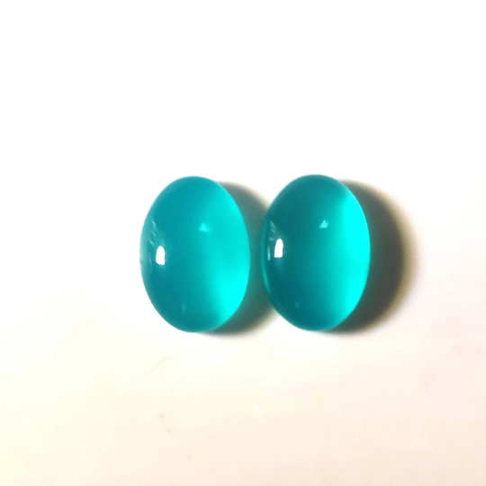 Oval Shape Pair Of Cabochon Paraiba Chalcedony 6x4 Mm To 20x30 Calibrated Size For Earring Bezel Setting Jewelry Stone