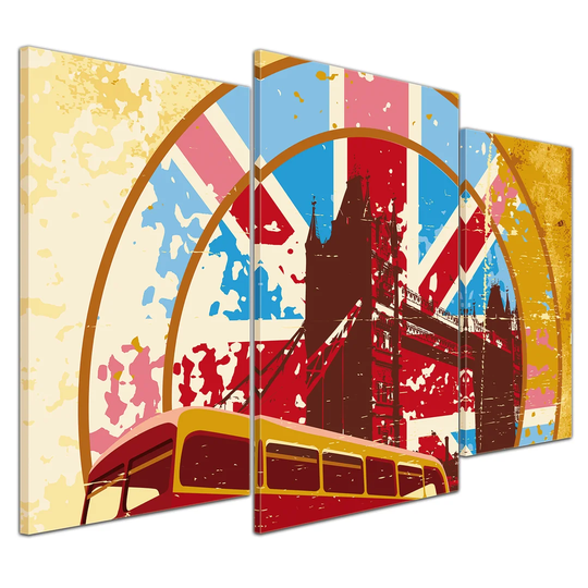 London Retro 3-Piece Graphic Art on Canvas Set