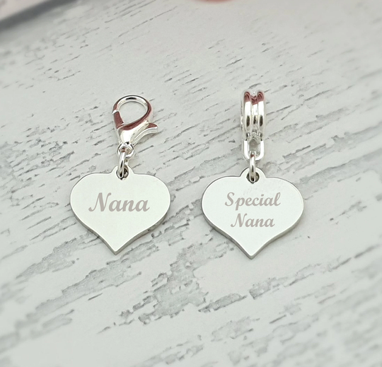 Sanabelleâ„¢ Personalised Engraved Special Nana/Grandma Charm With A Lobster Clasp Or Bail Fits European Bracelets