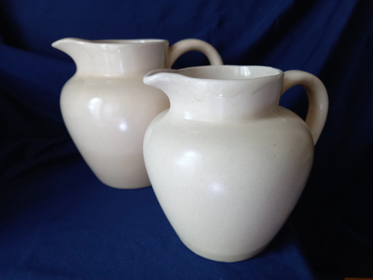 Vintage Jugs, Pair Of Kitchen Devonmoor Pottery, Antique Country Cottage, Decor, Farmhouse Vases, Display