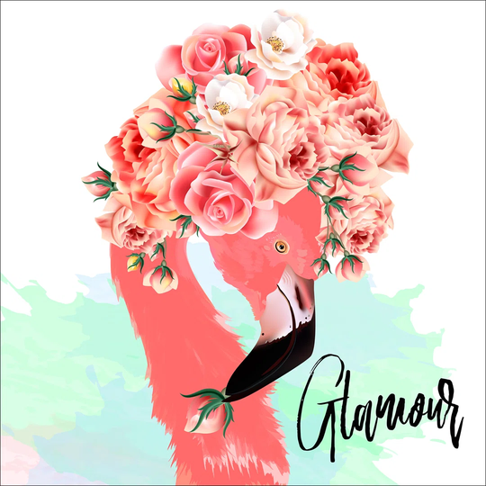 Glamour Flamingo Graphic Art Print on Canvas