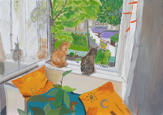 Cat Card - Sol & Luna Brother Sister Original Artwork Blank Card Greeting Cards Recycled Paper A5