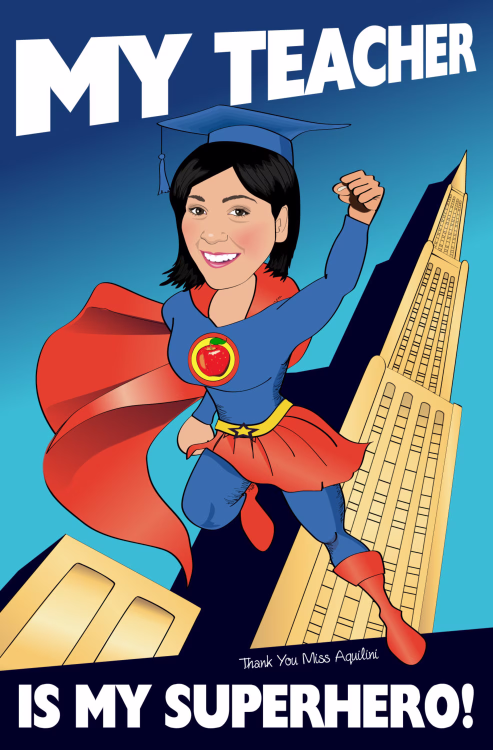 Super Teacher Print - Personalized Illustrated From Your Photo Printable File