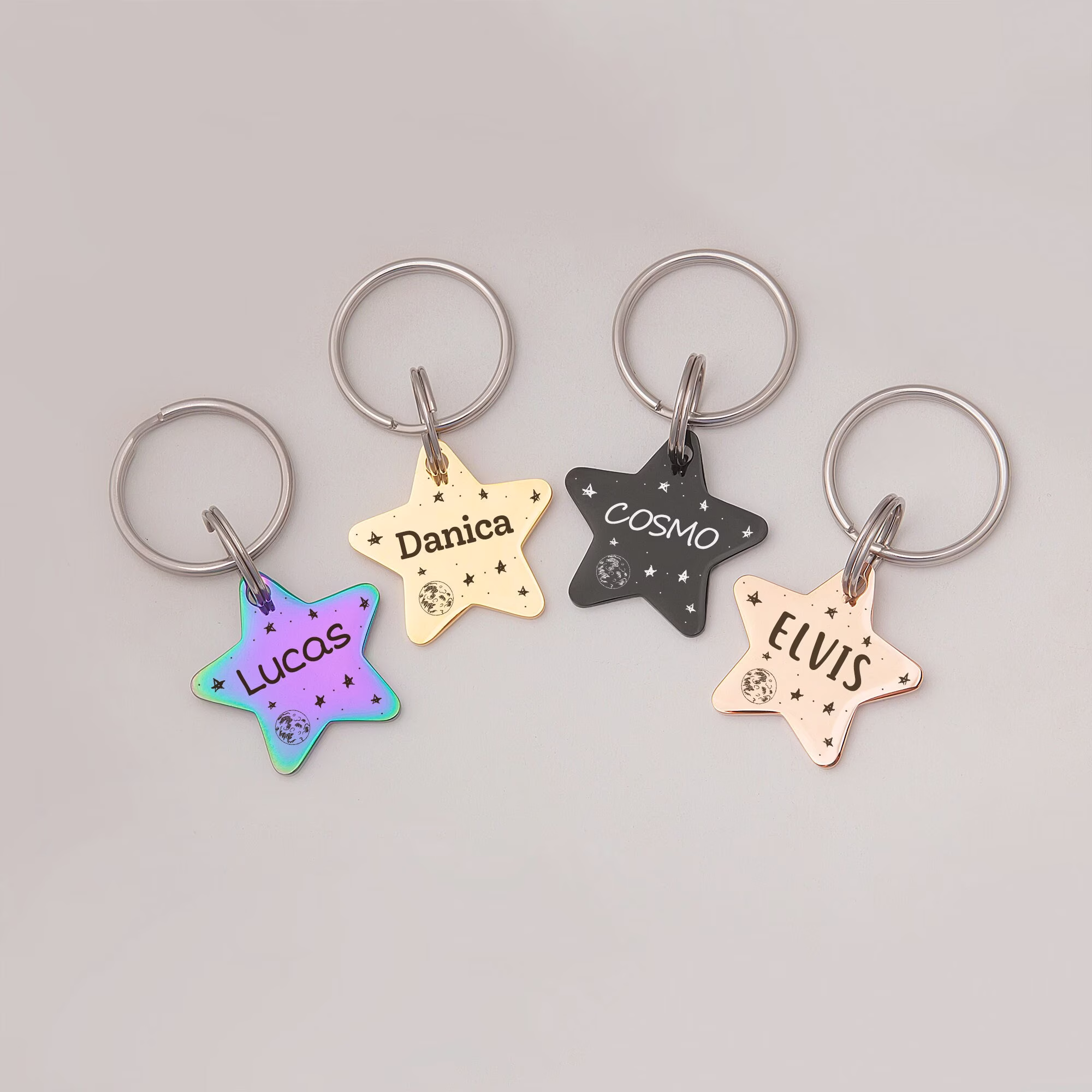 Cat Tag - Gifts For Pets Star Tags Cats Personalized Moon & Stars Tag Unique Pet