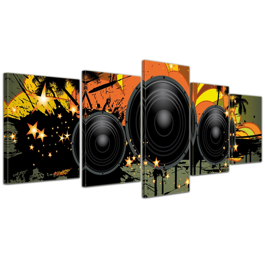 Musical Grunge Background II 5-Piece Graphic Art on Canvas Set
