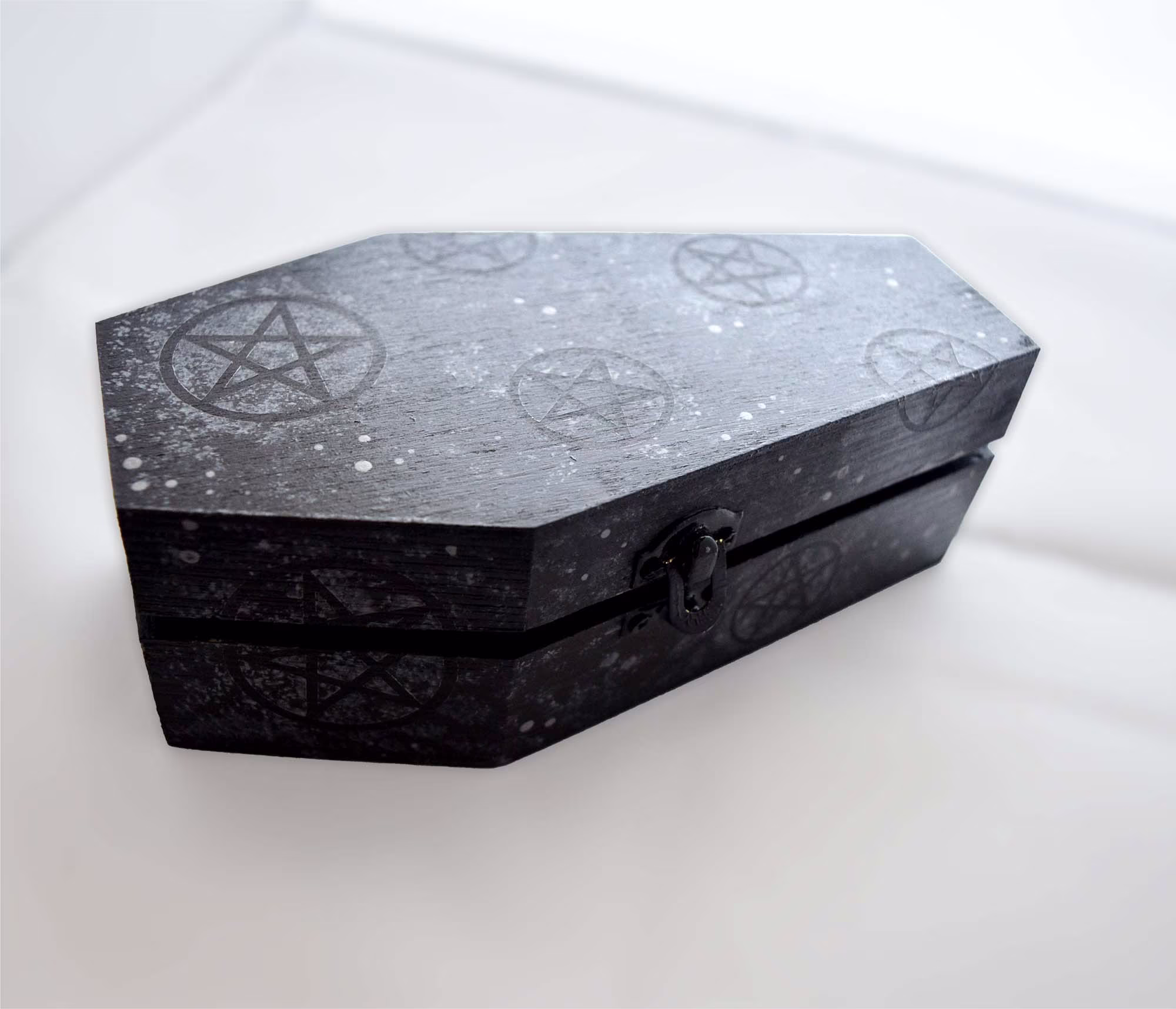 Gothic Coffin Box With Pentagrams Occult Decor