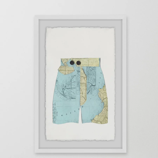 Map Shorts - Picture Frame Graphic Art Print on Paper