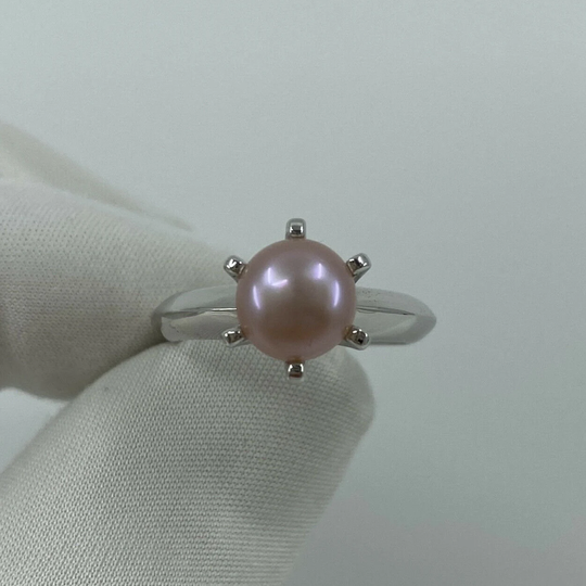 Freshwater Pink Pearl 925 Sterling Silver Solitaire Ring