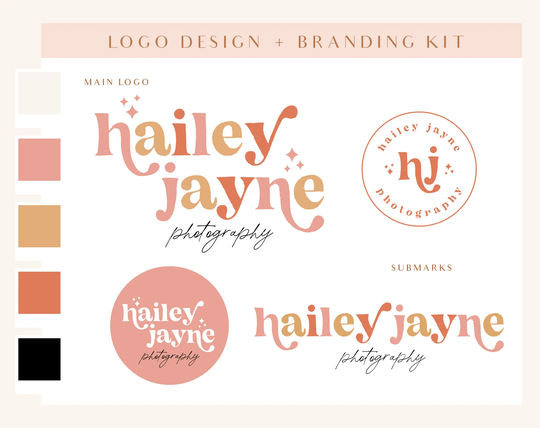 Colorful Modern Font Logo, Premade Retro Boho Small Busness Logo Brand, Photography Template, Etsy Shop Design, Branding Kit