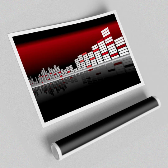 'Graphic Equalizer Red Club' - Graphic Art Print on Paper