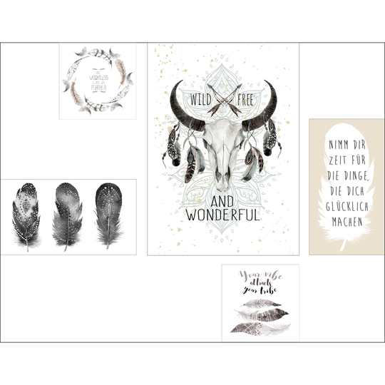 Wild & Free 5 Piece Graphic Art Print Set on Canvas