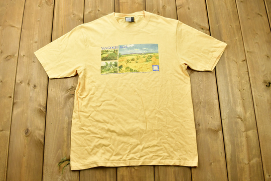 Vintage 90's Van Gogh Fields Graphic Art T-Shirt/Artist Tee Made in Usa 80S 90S Streetwear Retro Style