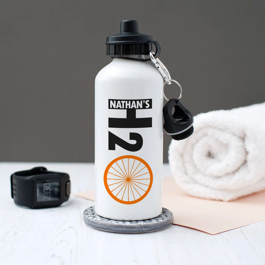 Cyclist Water Bottle, Personalised H2O Gift For Him
