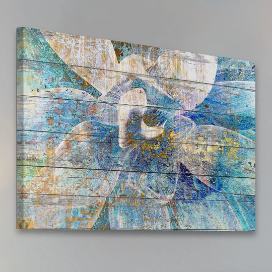 Gold Blue Succulent by Irena Orlov - Wrapped Canvas Graphic Art Print