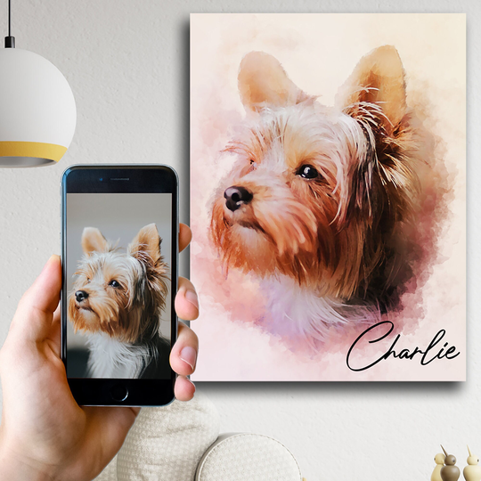 Personalized Pet Portrait Watercolor Style Canvas, Dog Portrait, Cat Canvas Art