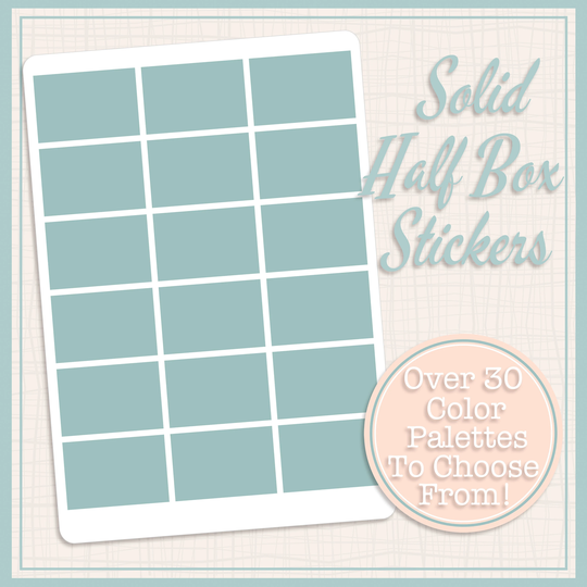 Solid Half Box Stickers | 18 Total