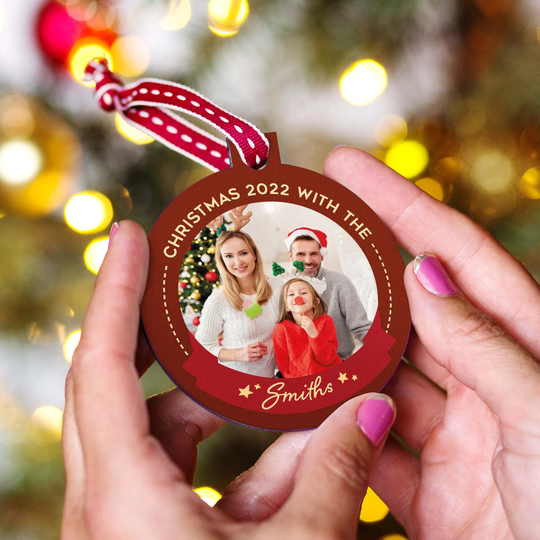 Family Photo Christmas Bauble, Personalised Ornament, Keepsake