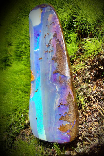 Boulder Opal Cabochon, Australian Opal, Polished, Blue Natural, Pendant