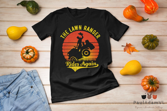 The Lawn Ranger Rides Again Vintage T-Shirt, Cute Caretaker Shirt, Mower Gardening Landscaping Shirt