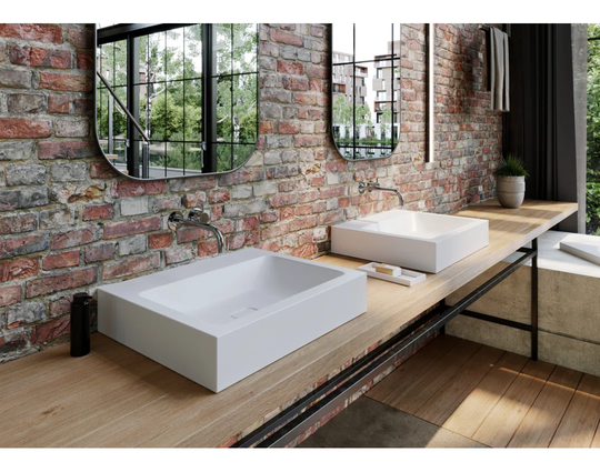 Cono Cool Grey Steel Enamel Rectangular Bathroom Sink