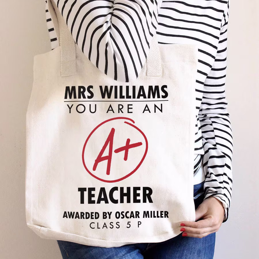 Thank You Teacher Tote Bag - Personalised A+ Gift Favourite