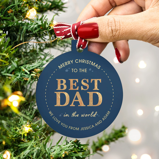 Personalised Best Dad Bauble - Stocking Filler For Christmas Gift For Custom Daddy