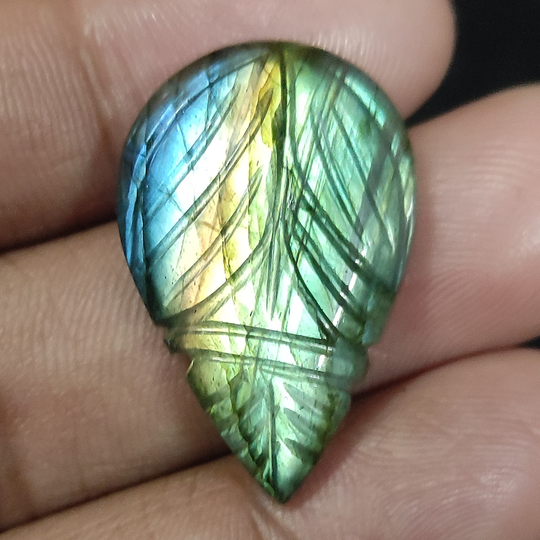 Natural Labradorite Carved Gemstone 30x20 Mm 25 Ct Loose Wholesale Price Flashy Cabochon For Making Jewelry