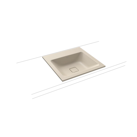 Warm Beige Steel Enamel Rectangular Inset Basin Bathroom Sink