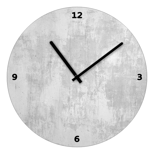 Stone Grey Graphic Art Print Clock on Glass