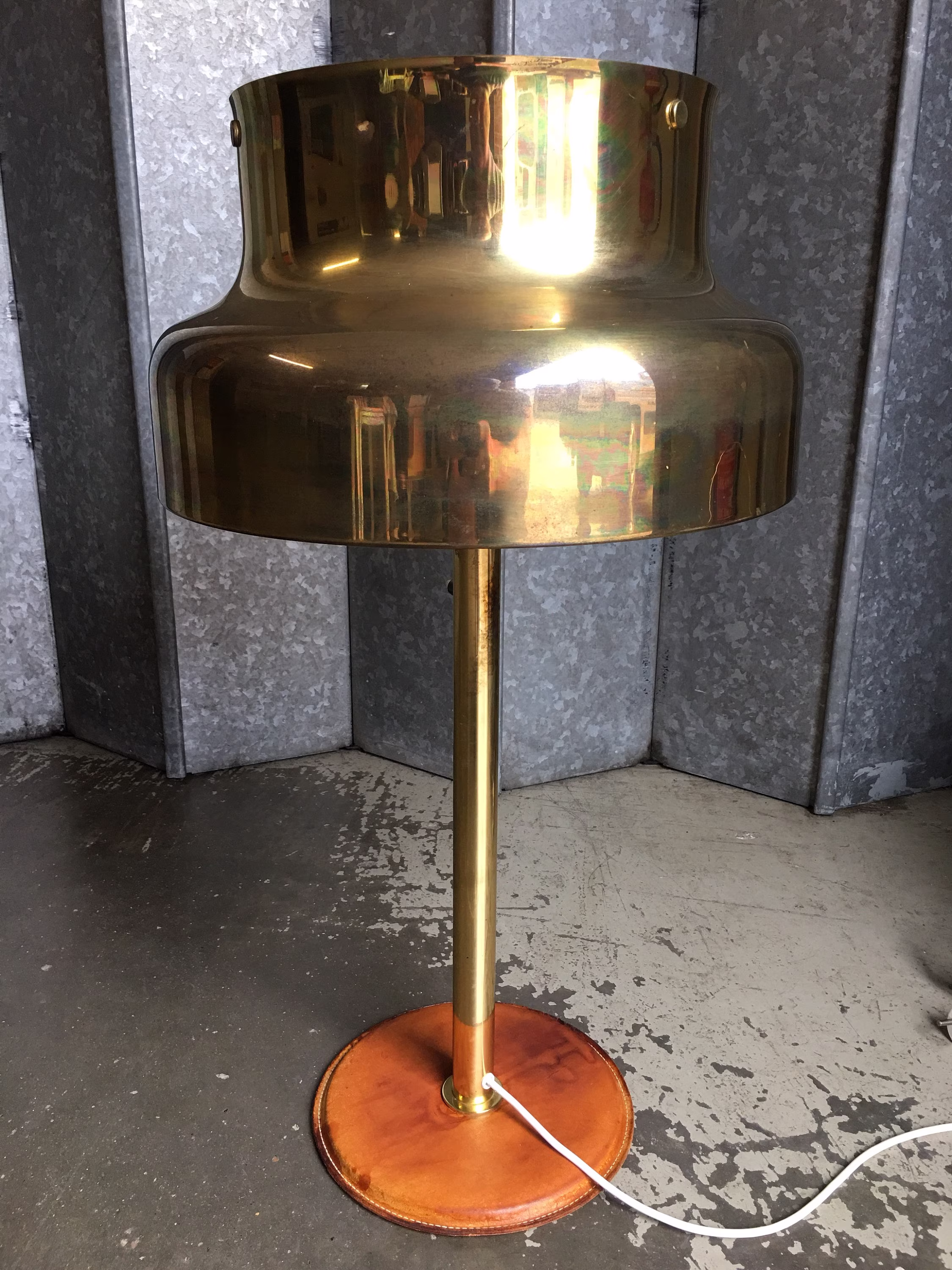 Vintage Swedish Atelje Lyktan Bumling Table Lamp in Gold Brass Finish By Anders Pehrson
