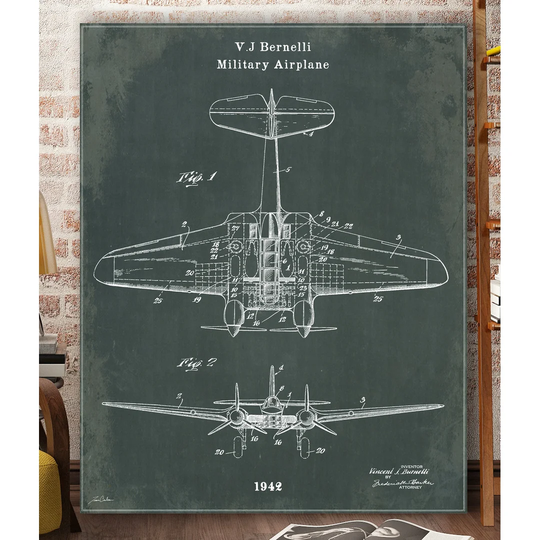 Military Airplane by Tina Carlson - Wrapped Canvas Graphic Art Print