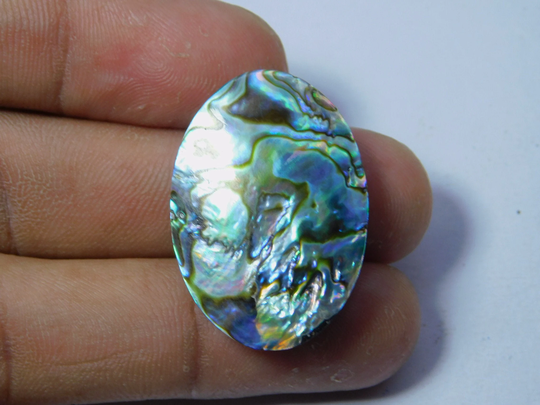 100 % Natural Abalone Shell Cabochon Flat Back Semi Precious Colorful Sea Gemstone Handmade For Jewelry 31x21 Mm#2363