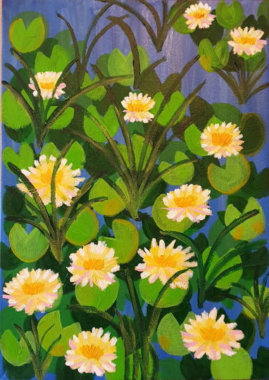 Card Waterlily Pond Greenwich Park, London - Original Artwork Blank Card Oil On Canvas- Greeting Cards Recycled Paper A5