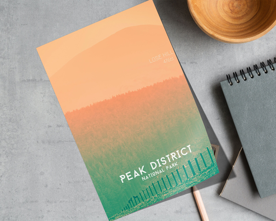 Peak District Poster, Lose Hill, Travel Poster Design, Original Artwork Nature Photo, Danscape Sheffield, Canvas Framed Wall Art, Colourful