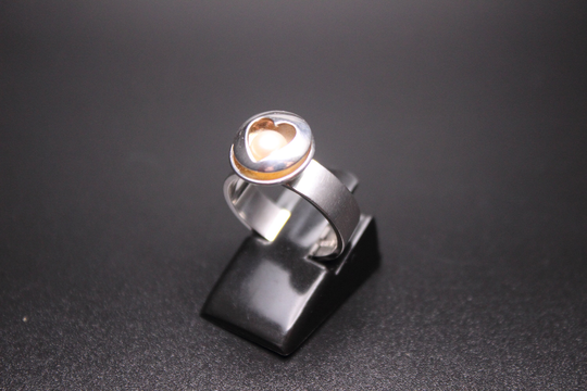 Elis Kauppi Kinetic Ring For Kupittaan Kulta - Vintage Finnish Sterling Silver With Caged Pearl Heart Size M/53 6.5 Free Delivery