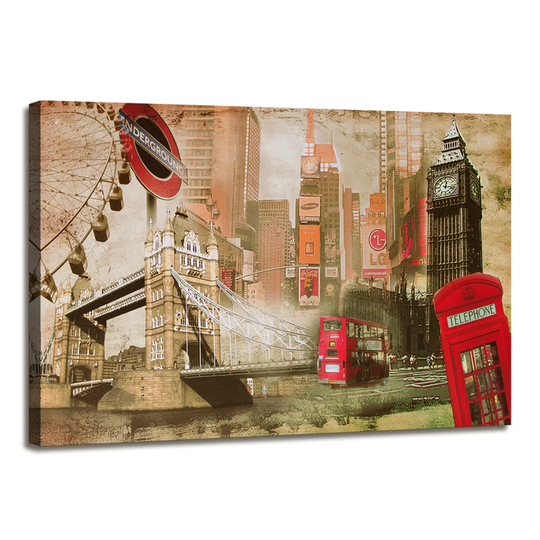 'London Graphic' Graphic Art Print on Canvas