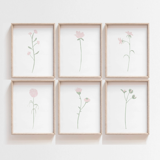 Watercolor Flowers | Blush Pink Nursery Decor Baby Girl Floral Wall Art Light Flower Prints