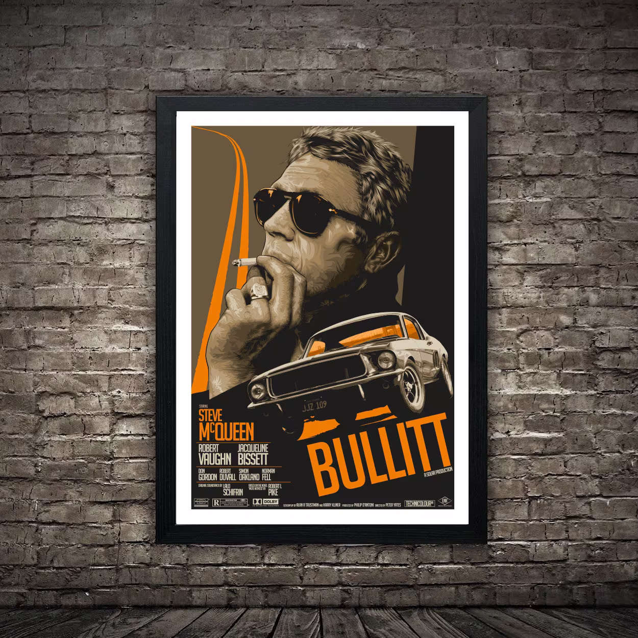 Bullitt Movie Poster, Mustang, Classic Film 1968