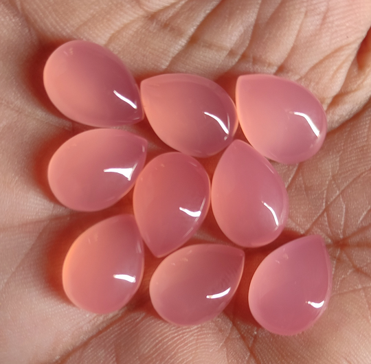 Pink Chalcedony Cabs, Pear Shape Cabochon, 5x3 Mm To 20x33 Cabochon Calibrated, Loose Stone Bezel Setting, Jewelry Supply