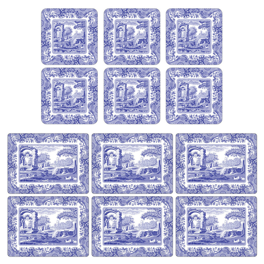 Pimpernel Blue Italian Placemats and Coasters Set of 6